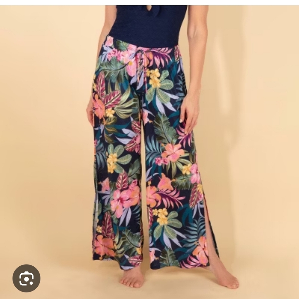Nwt Lands End Cover Up Pants Open Side Slit  M